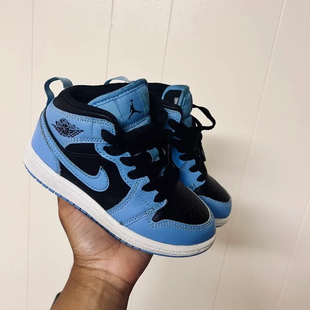 Jordan 1 Mid University Blue Black Sz 11 c